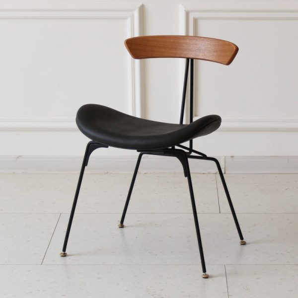 Contemporary Industrial Ant Arch Wood Rebar Leather Fabric Sponge Dining Chair Backrest For Dining Room - Image 39