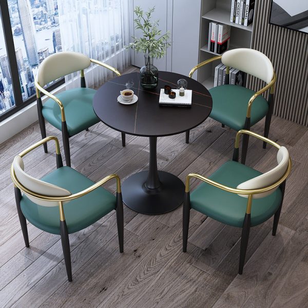 Contemporary Luxury Square Velvet Upholstered Dining Chair Backrest Armrest For Dining Room - Image 15