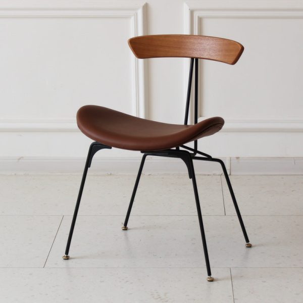 Contemporary Industrial Ant Arch Wood Rebar Leather Fabric Sponge Dining Chair Backrest For Dining Room - Image 41