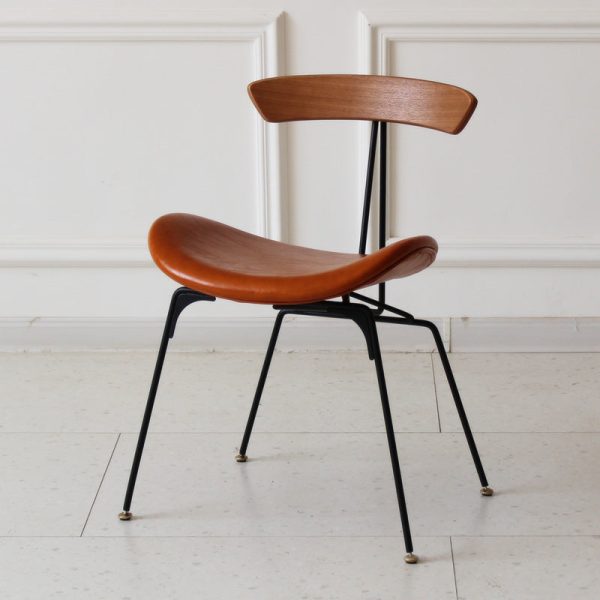 Contemporary Industrial Ant Arch Wood Rebar Leather Fabric Sponge Dining Chair Backrest For Dining Room - Image 43