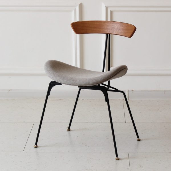 Contemporary Industrial Ant Arch Wood Rebar Leather Fabric Sponge Dining Chair Backrest For Dining Room - Image 45