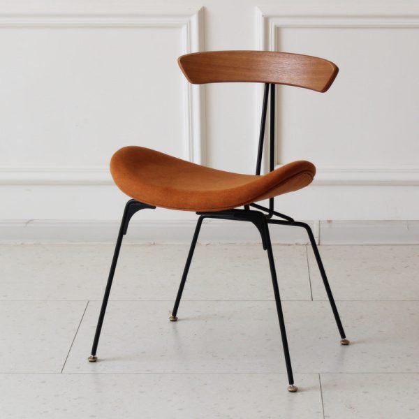 Contemporary Industrial Ant Arch Wood Rebar Leather Fabric Sponge Dining Chair Backrest For Dining Room - Image 46