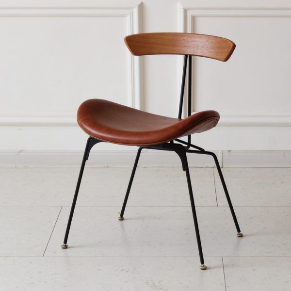 Contemporary Industrial Ant Arch Wood Rebar Leather Fabric Sponge Dining Chair Backrest For Dining Room - Image 47