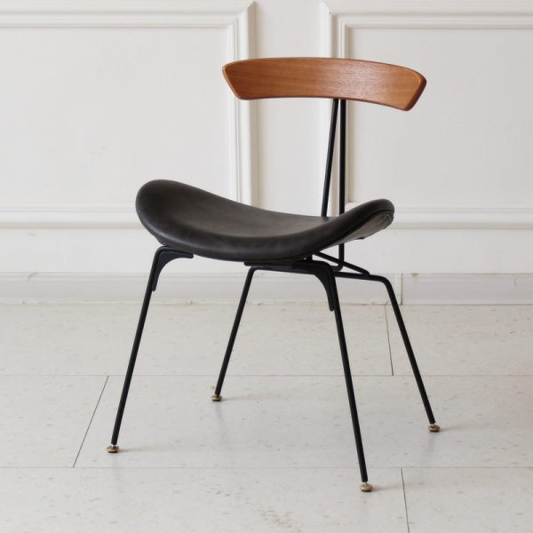 Contemporary Industrial Ant Arch Wood Rebar Leather Fabric Sponge Dining Chair Backrest For Dining Room - Image 48