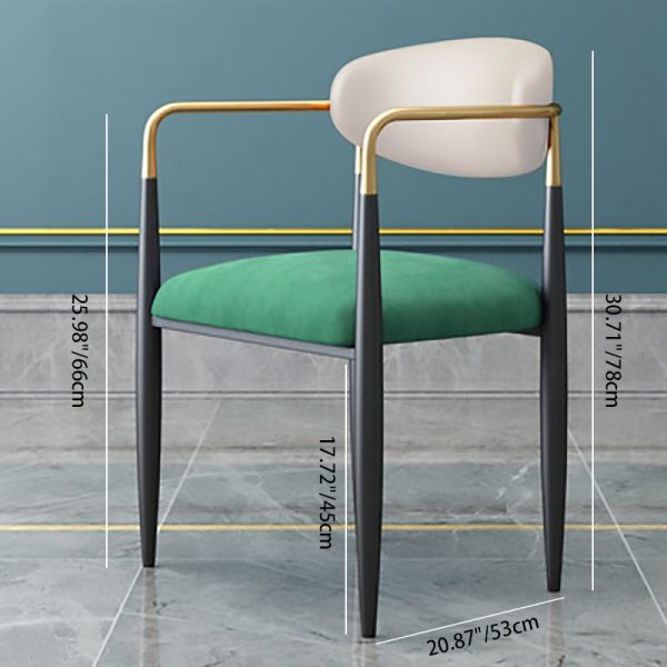 Contemporary Luxury Square Velvet Upholstered Dining Chair Backrest Armrest For Dining Room - Image 4