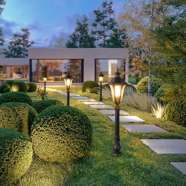 Retro-Inspired Waterproof Outdoor Lamp Post for Traditional Villa Gardens