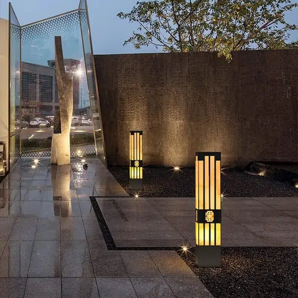 Rectangular Outdoor Garden Lights with Streak Cut Design Elegant Landscape Lighting