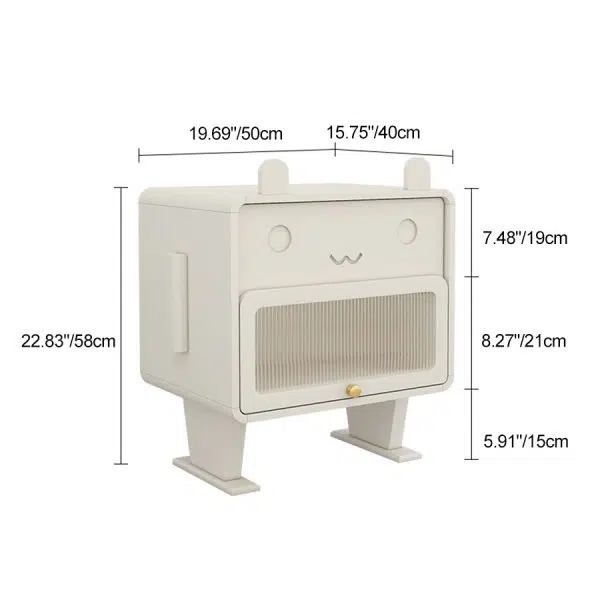 Contemporary Creative Medium-Density Fiberboard Metal Glass Bunny-Shaped Nightstand With 1 Drawer For Bedroom - Image 5