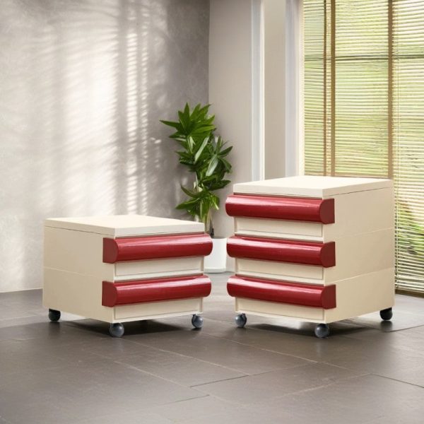 Contemporary Scandinavian Rectangular Cubic Rounded Handle ABS Nightstand 2/3/4 Drawer Movable For Bedroom - Image 27