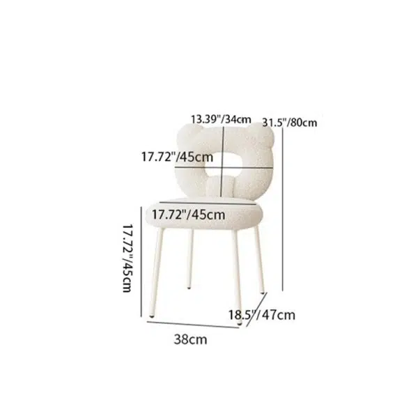 Contemporary Creative Square Iron Wool Vanity Stool Backrest Armless For Bedroom - Image 4