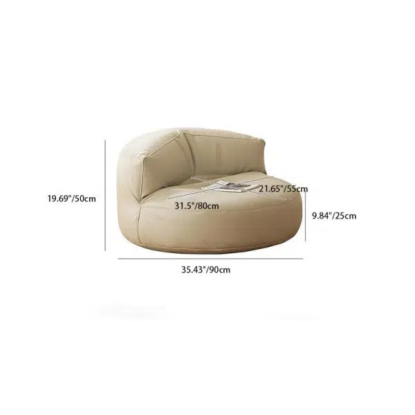 Contemporary Simplicity Round Fabric Accent Chair Backrest Armless For Living Room - Image 4