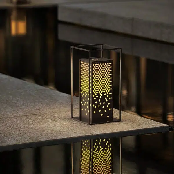 Flowers Pattern Hollow Waterproof Brown Retro Outdoor Light Garden Lamp - Image 3