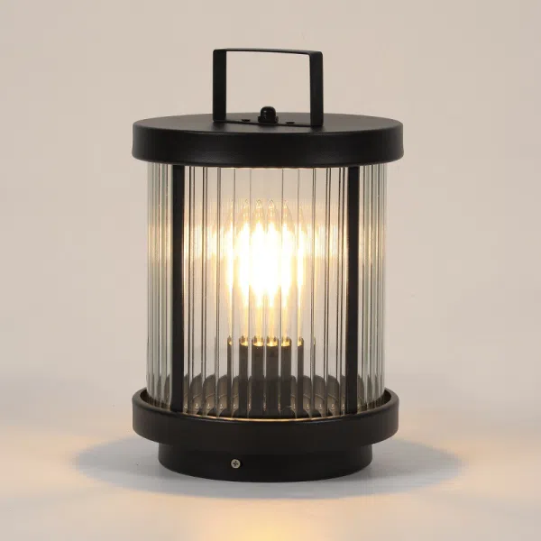 Striped Glass Cylindrical Waterproof Portable Solar Outdoor Lanterns - Image 7
