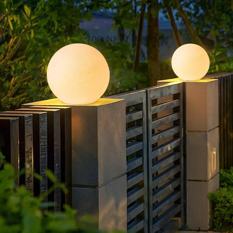 item-1-aadbb3b8-f98f-4b55-902b-e04a264798cc-599059.jpg Resin Round Ball Moon LED Waterproof White Modern Outdoor Light Fence Lights - Image 1