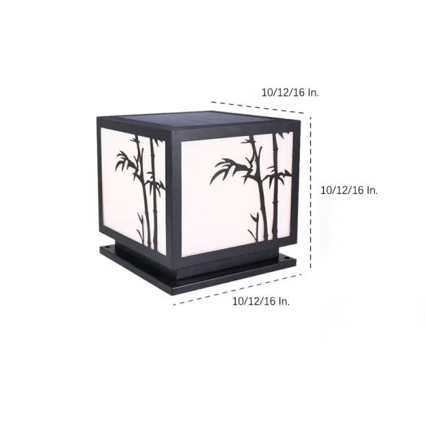 Square Bamboo Pattern Waterproof LED Modern Solar Lights Outdoor Pillar Lamp - Image 12
