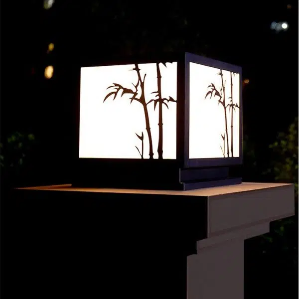 Square Bamboo Pattern Waterproof LED Modern Solar Lights Outdoor Pillar Lamp - Image 14