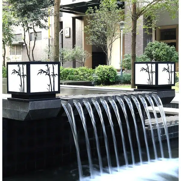 Square Bamboo Pattern Waterproof LED Modern Solar Lights Outdoor Pillar Lamp - Image 17