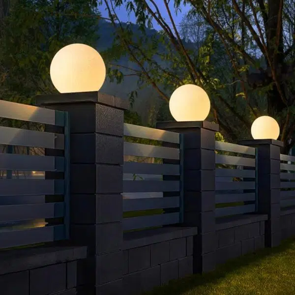 Resin Round Ball Moon LED Waterproof White Modern Outdoor Light Fence Lights - Image 2