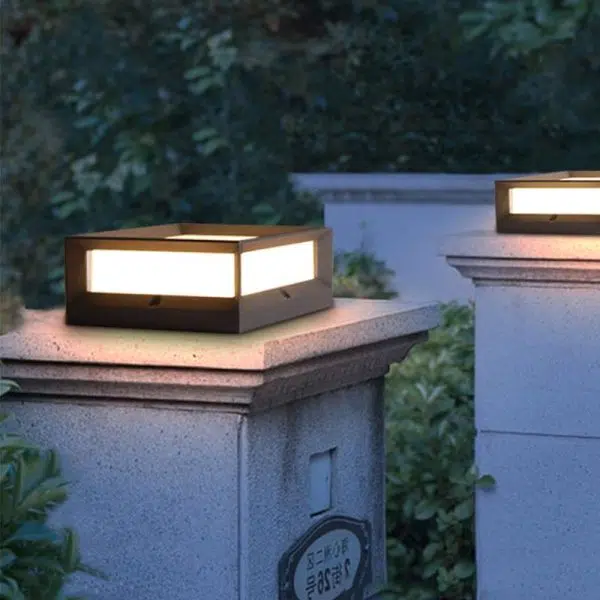Square Waterproof Black Modern Solar Lights Outdoor Fence Post Lights - Image 3