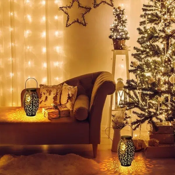 Solar Powered LED Waterproof Red Copper Antique Outdoor Lanterns Solar Lights - Image 3