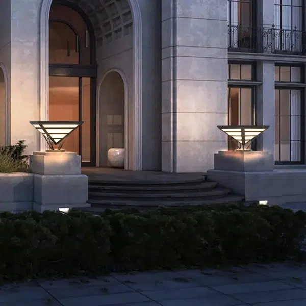 Geometric Aluminum Waterproof LED Black Modern Outdoor Light Pillar Lamp - Image 3