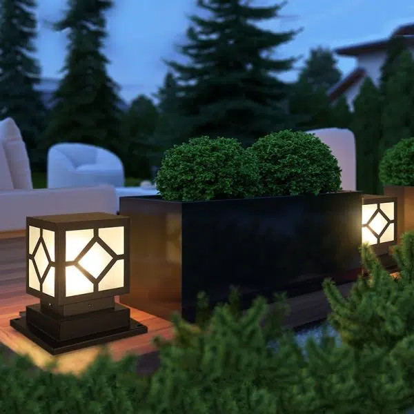 Square Stainless Steel LED Waterproof Black Modern Outdoor Light Post Lamp - Image 7