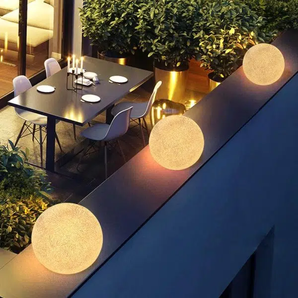 Resin Round Ball Moon LED Waterproof White Modern Outdoor Light Fence Lights - Image 3