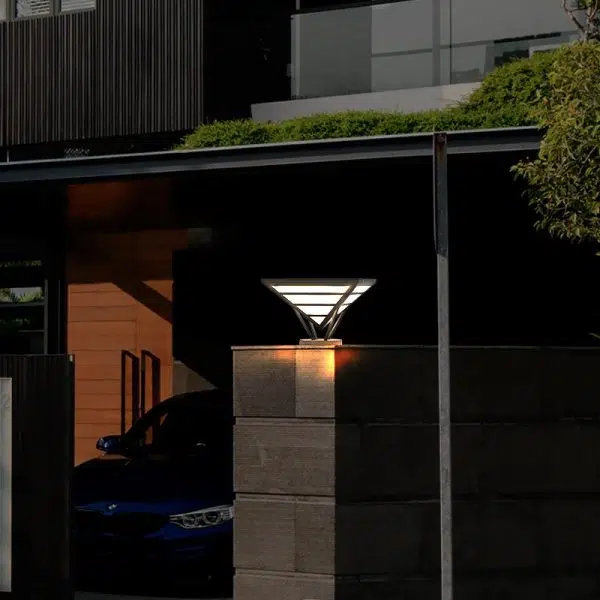 Geometric Aluminum Waterproof LED Black Modern Outdoor Light Pillar Lamp - Image 2