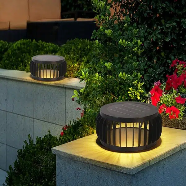 Modern Outdoor Waterproof Solar Three-color Dimming LED Garden Lamp Post Light - Image 6