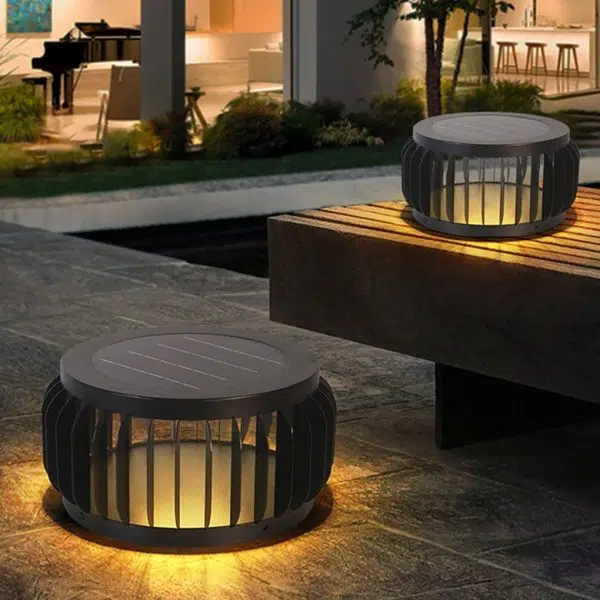 Modern Outdoor Waterproof Solar Three-color Dimming LED Garden Lamp Post Light - Image 3