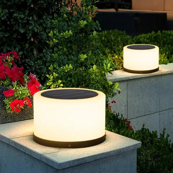Round Acrylic Waterproof White LED Modern Solar Lights Outdoor Garden Lights - Image 2