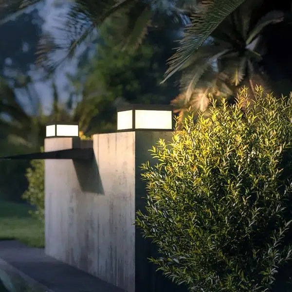 Black Square Cube Outdoor Post LED Pier Mount Light - Image 9