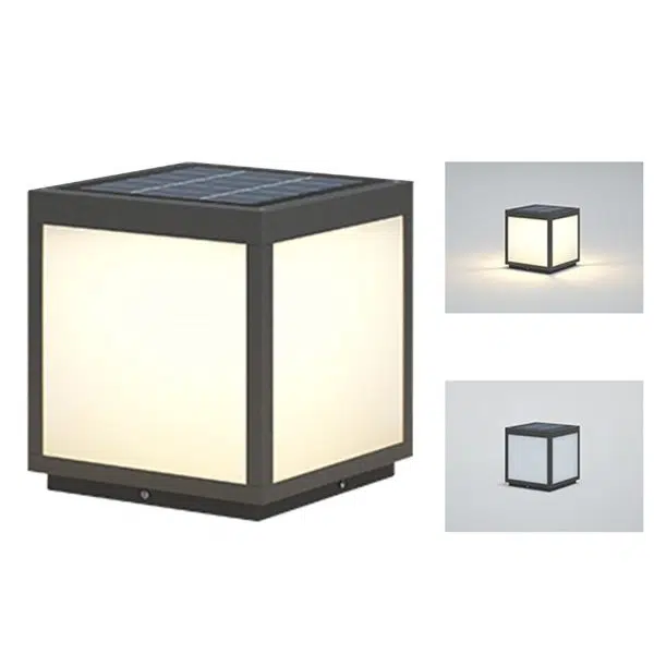 Black Square Cube Outdoor Post LED Pier Mount Light - Image 17