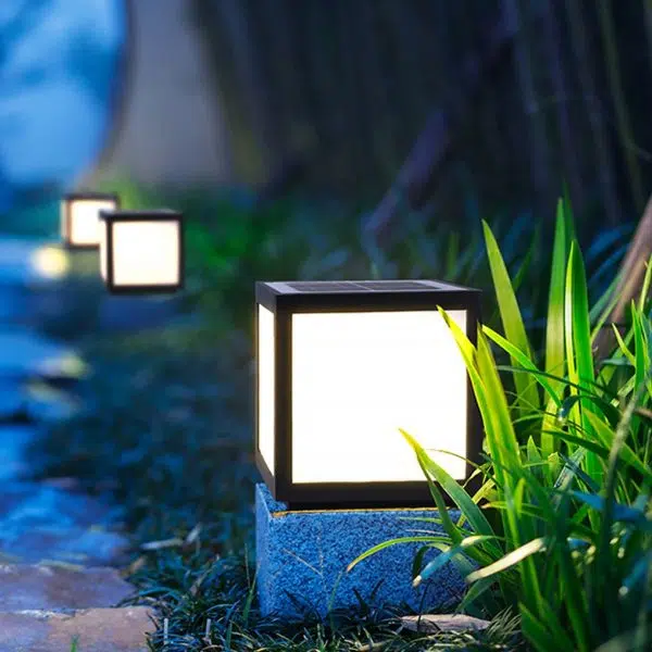 Black Square Cube Outdoor Post LED Pier Mount Light - Image 2