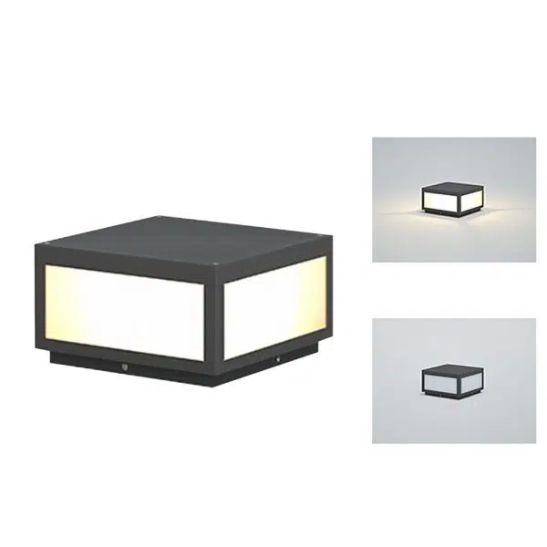 Black Square Cube Outdoor Post LED Pier Mount Light - Image 18