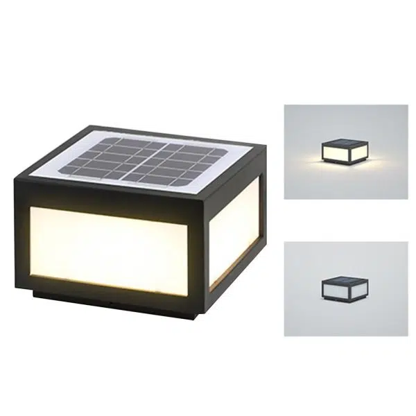 Black Square Cube Outdoor Post LED Pier Mount Light - Image 19
