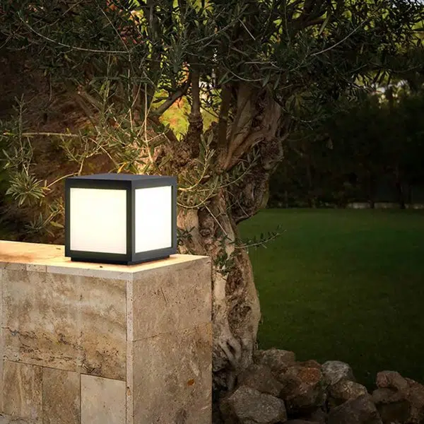 Black Square Cube Outdoor Post LED Pier Mount Light - Image 3