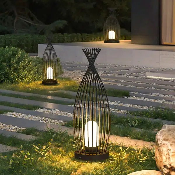 Industrial Courtyard Waterproof Caged LED Floor Lamp - Image 9