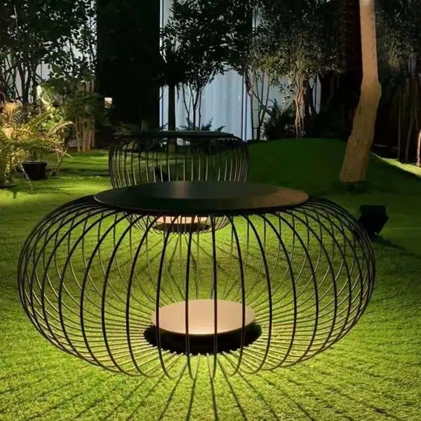 Outdoor Waterproof Cage Shape Stool Table Lamp LED Landscape Lighting Courtyard Lamp - Image 5