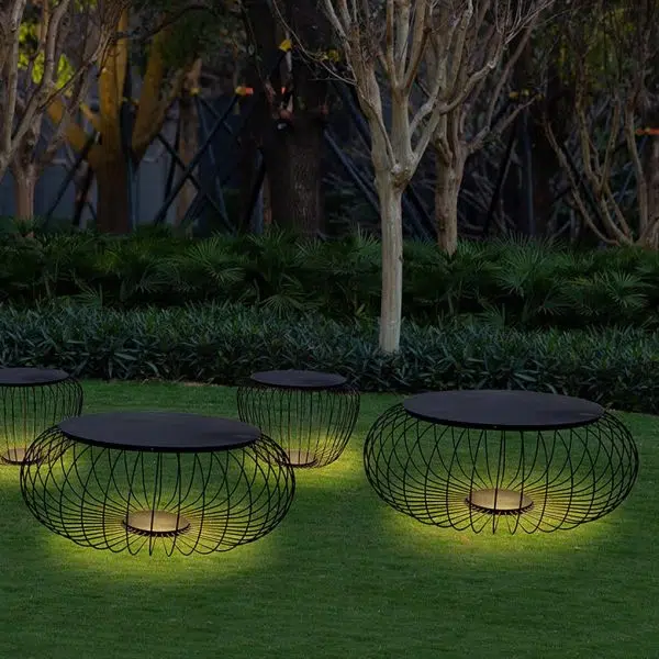 Outdoor Waterproof Cage Shape Stool Table Lamp LED Landscape Lighting Courtyard Lamp - Image 7