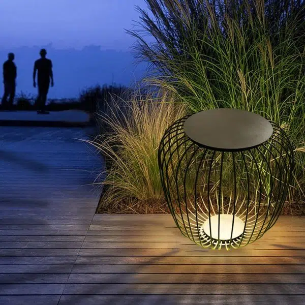 Outdoor Waterproof Cage Shape Stool Table Lamp LED Landscape Lighting Courtyard Lamp - Image 3