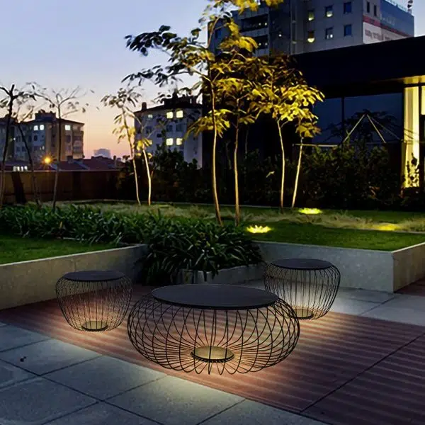 Outdoor Waterproof Cage Shape Stool Table Lamp LED Landscape Lighting Courtyard Lamp - Image 8