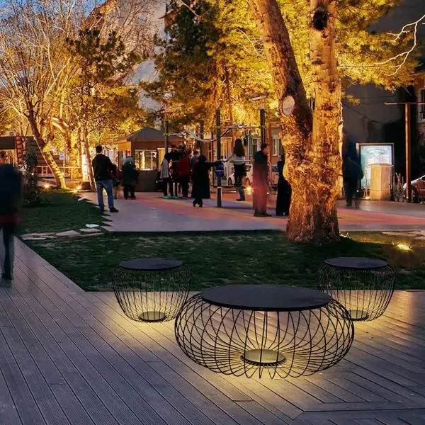 Outdoor Waterproof Cage Shape Stool Table Lamp LED Landscape Lighting Courtyard Lamp - Image 6