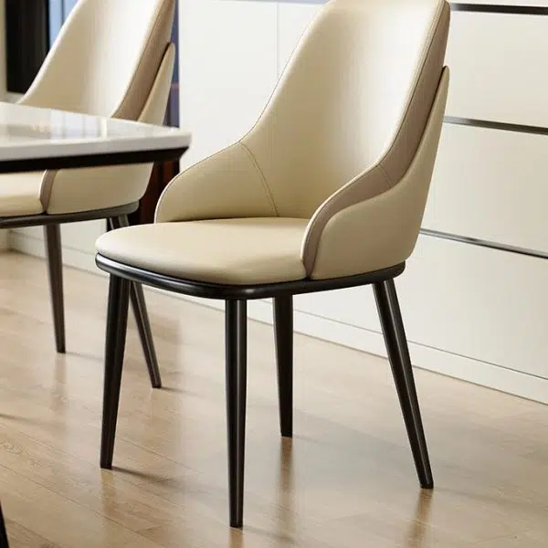 Modern Minimalist Curved Leather Iron Chair Backrest Armless For Living Room - Image 3