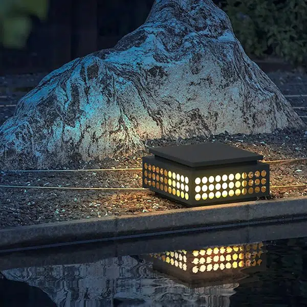 Elegant Solar LED Garden Lamp Vintage Hollowed Pattern, Weatherproof Metal Design - Image 5