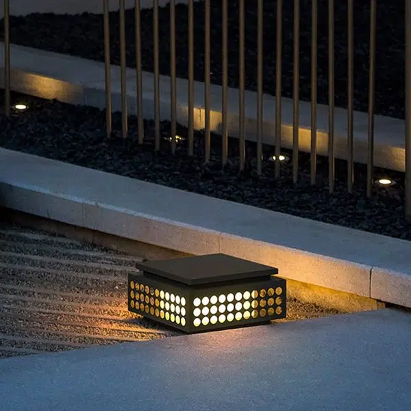 Elegant Solar LED Garden Lamp Vintage Hollowed Pattern, Weatherproof Metal Design - Image 3