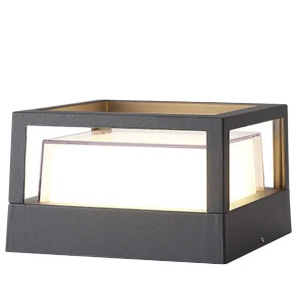 Square Double Layer Shade Outdoor Pier Mount Light Post Lamp - Image 8