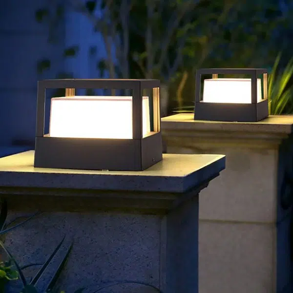 Square Double Layer Shade Outdoor Pier Mount Light Post Lamp - Image 3
