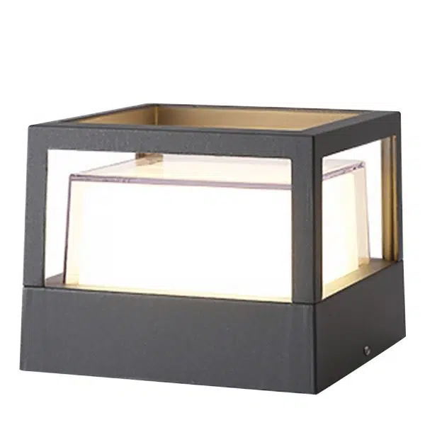 Square Double Layer Shade Outdoor Pier Mount Light Post Lamp - Image 7